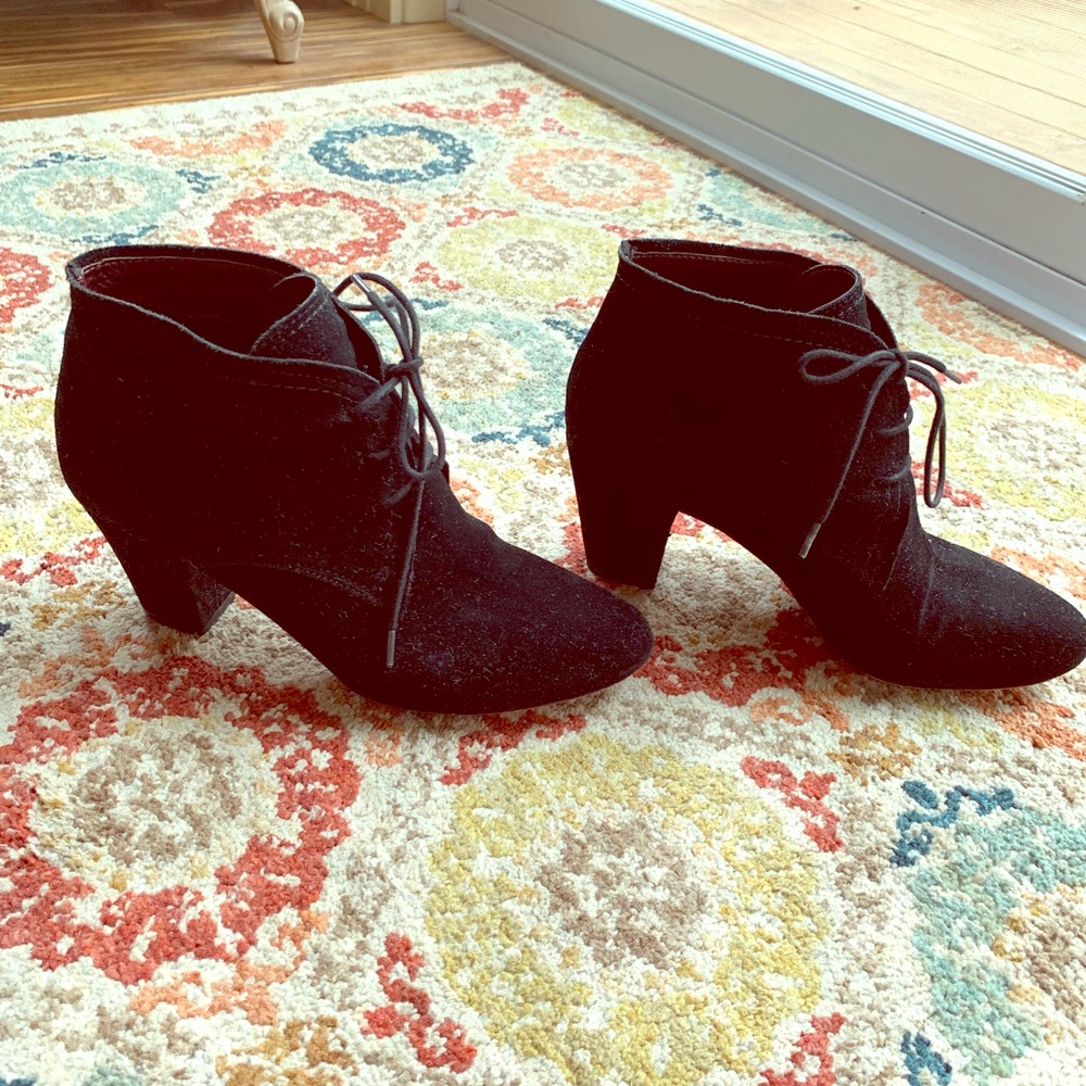 Black Suade Bootie Boot Heels
